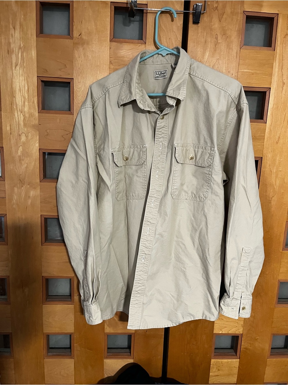 L.L. Bean Men's Poplin Work Shirt in Light Beige, L